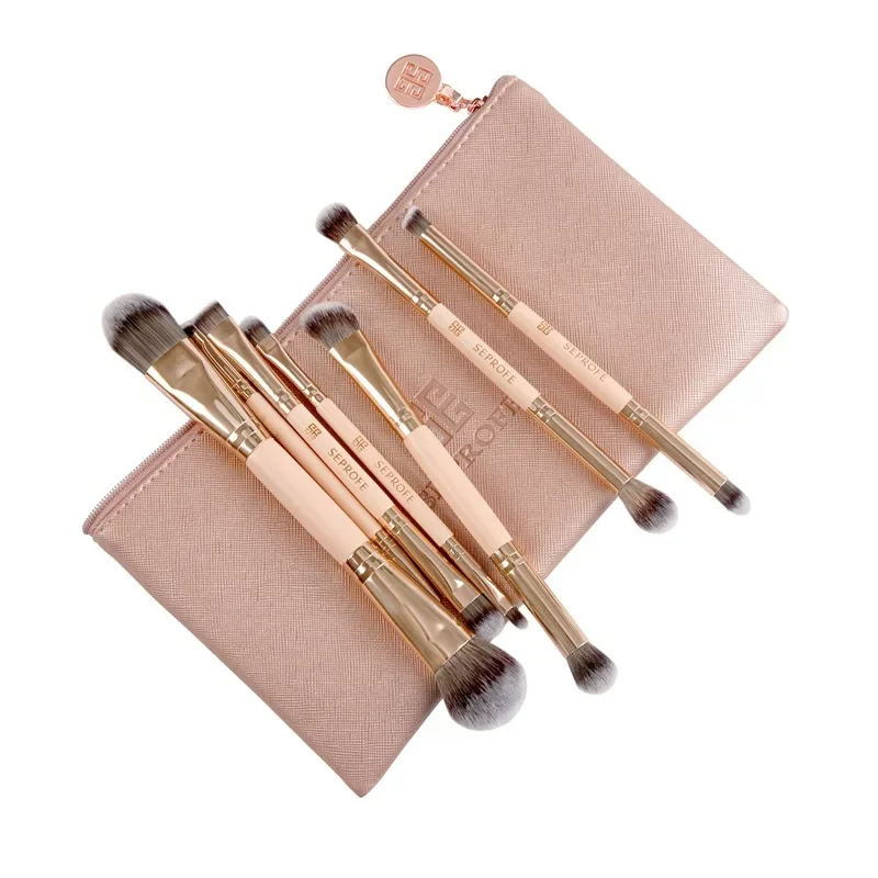 7 قطعة/الوحدة فرشاة للمكياج أنبوب مزدوج الرأس كحل ظلال العيون فرش الأساس مع حقيبة سستة