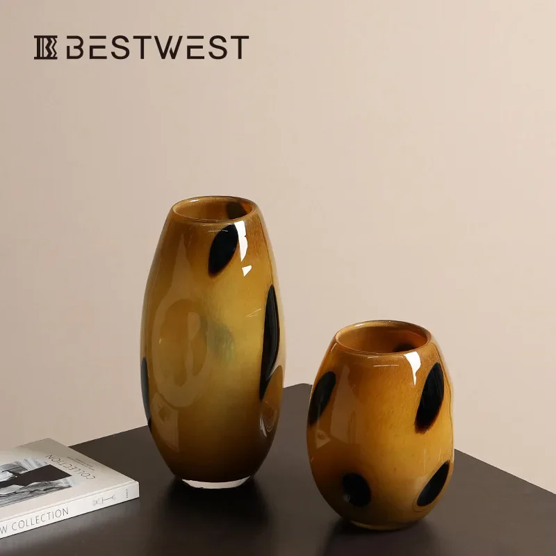 Medieval high-grade polka dot glass flower arrangement vase home soft decoration jewelry water culture device wholesale