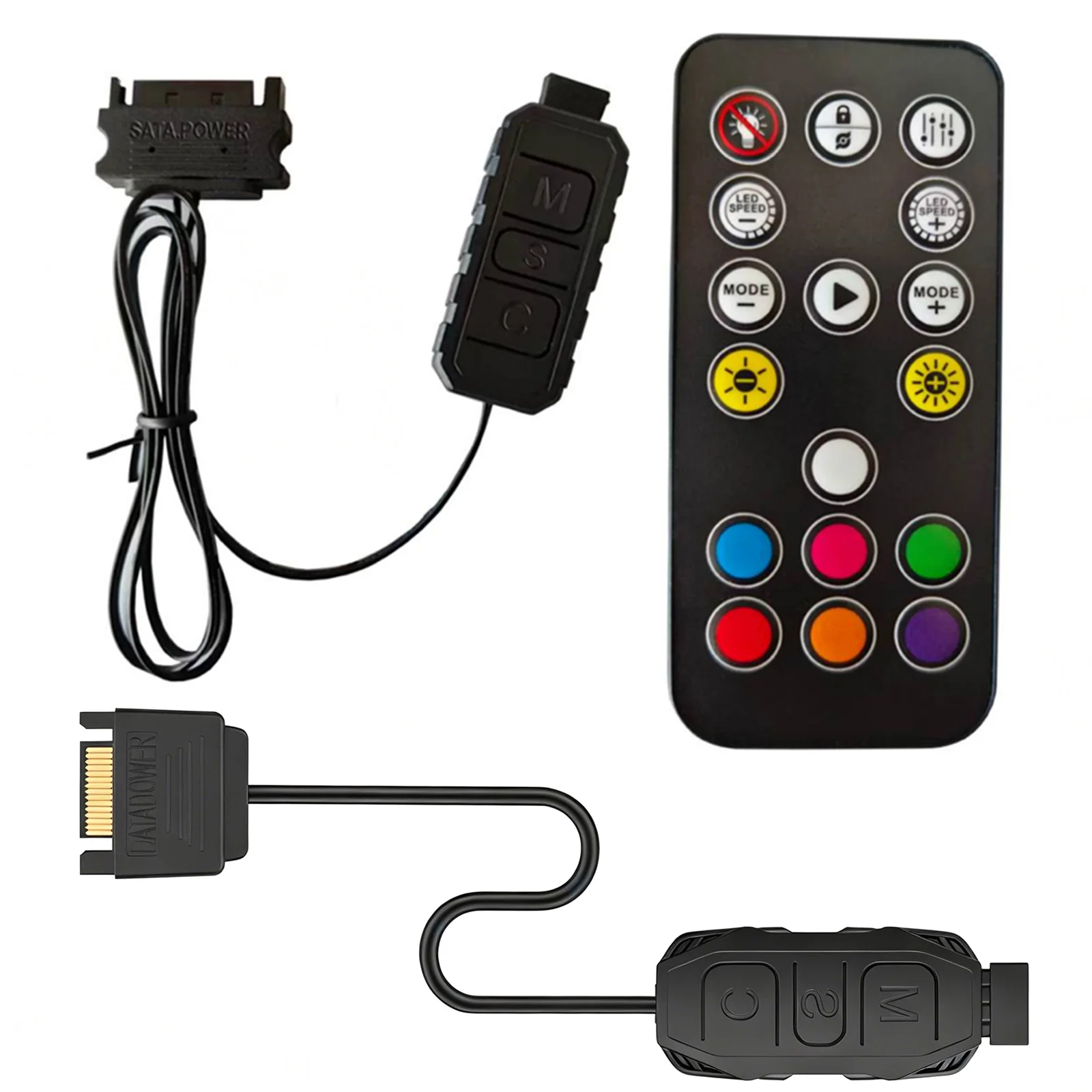 5V 3Pin ARGB Controller Kit with Multiple Lighting Modes SATA Interface Sync Controllers Cable Multipurpose for PC RGB Case Fans