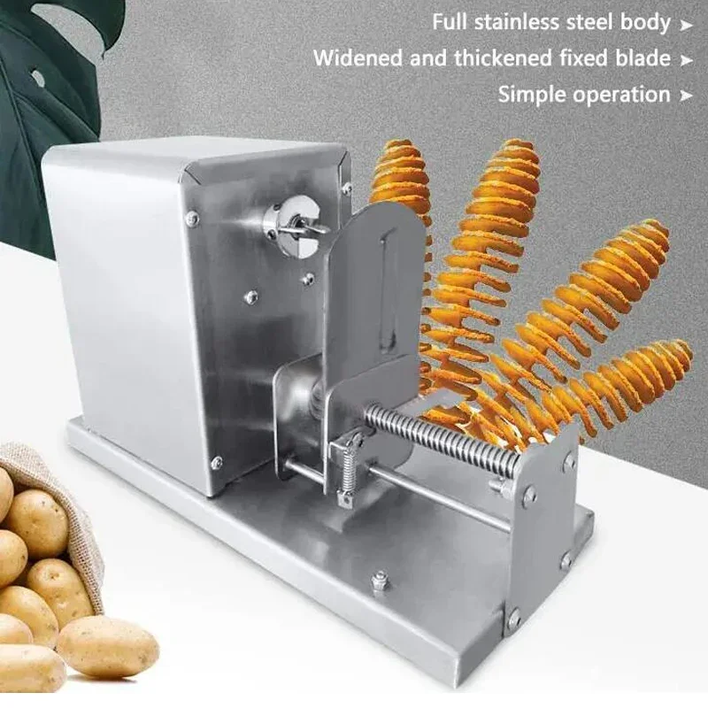 ที่วางมันฝรั่งไฟฟ้าแบบหมุนเครื่องหั่นมันฝรั่งเครื่องเครื่องสไลด์มันฝรั่งอัตโนมัติสไตล์เกาหลี110V-220V