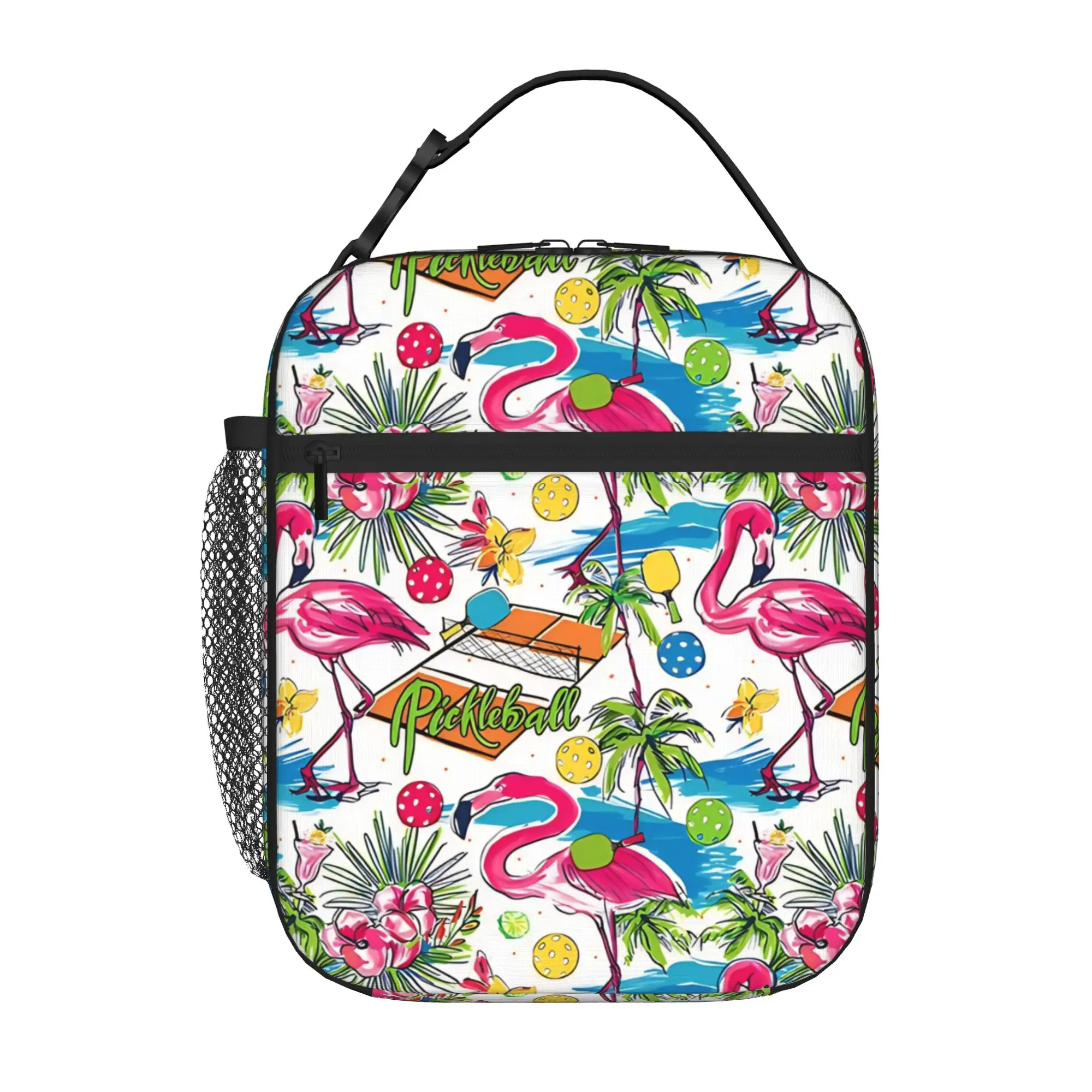 1 Piece For Students Food Container vibrant pink  Portable Pocket Flamingo Zipper Closure Aluminum Foil Food Pouch For Travel