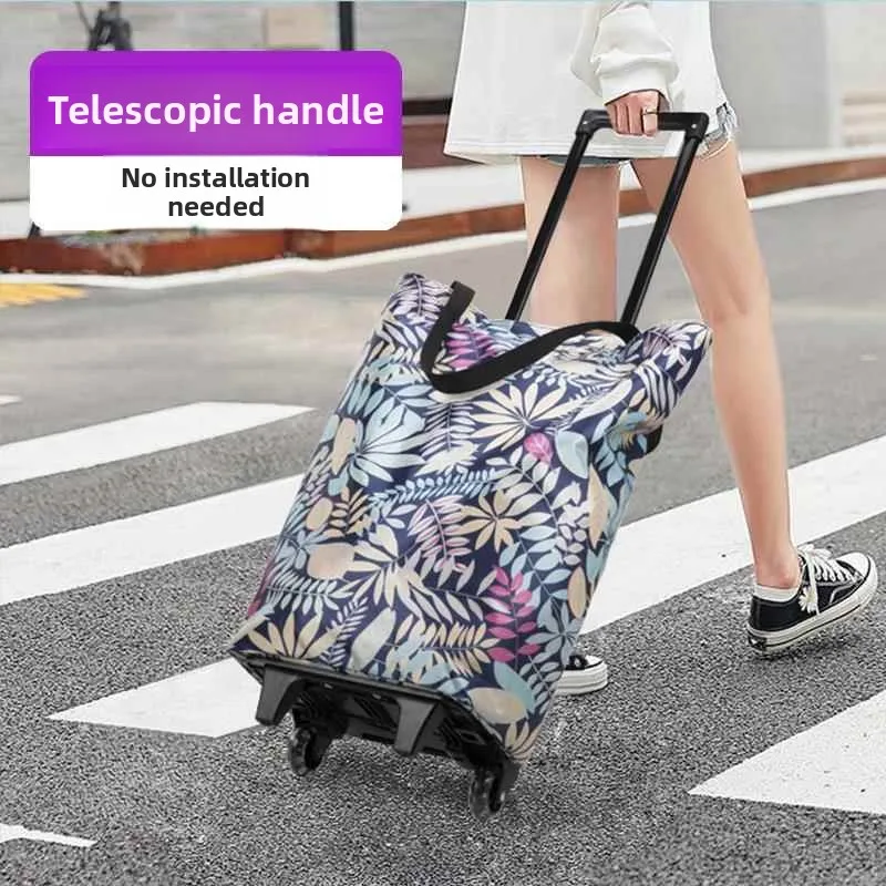 

Portable Lightweight Foldable Shopping Basket Car Home Use Small Hand-Pulled Vegetable Buying Cart Simple Style Iron Material