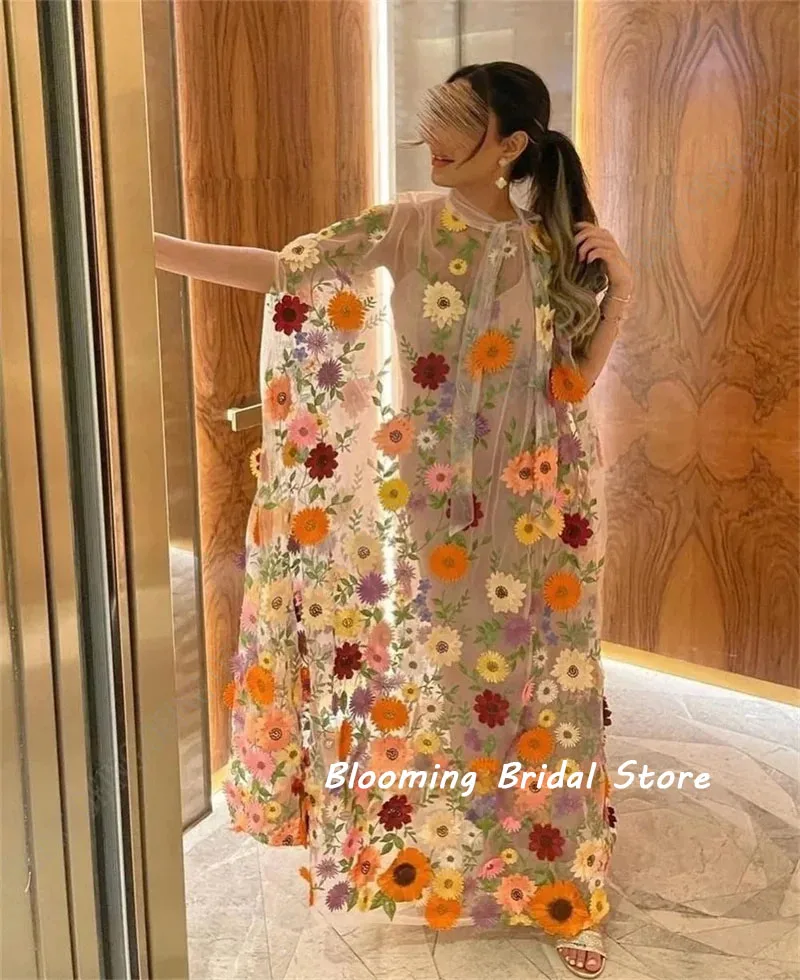 Vestidos de Fiesta largos de encaje Floral estilo árabe, vestidos de graduación hechos a medida, vestidos de fiesta largos hasta el suelo