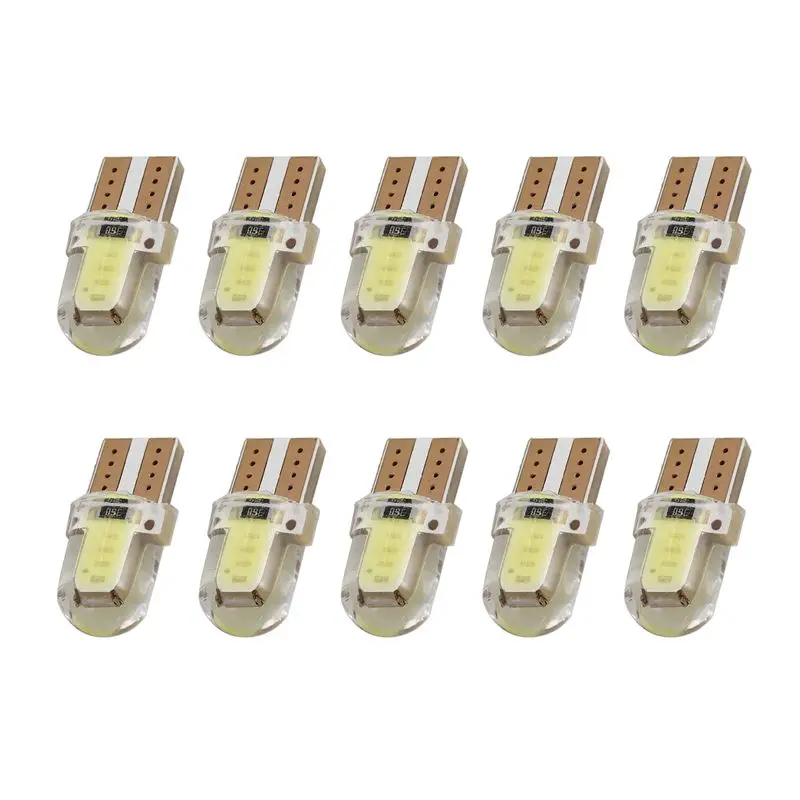 

Набор из 10 светодиодных ламп T10 W5W COB SMD CANBUS, ярко-белые, для подсветки номерного знака