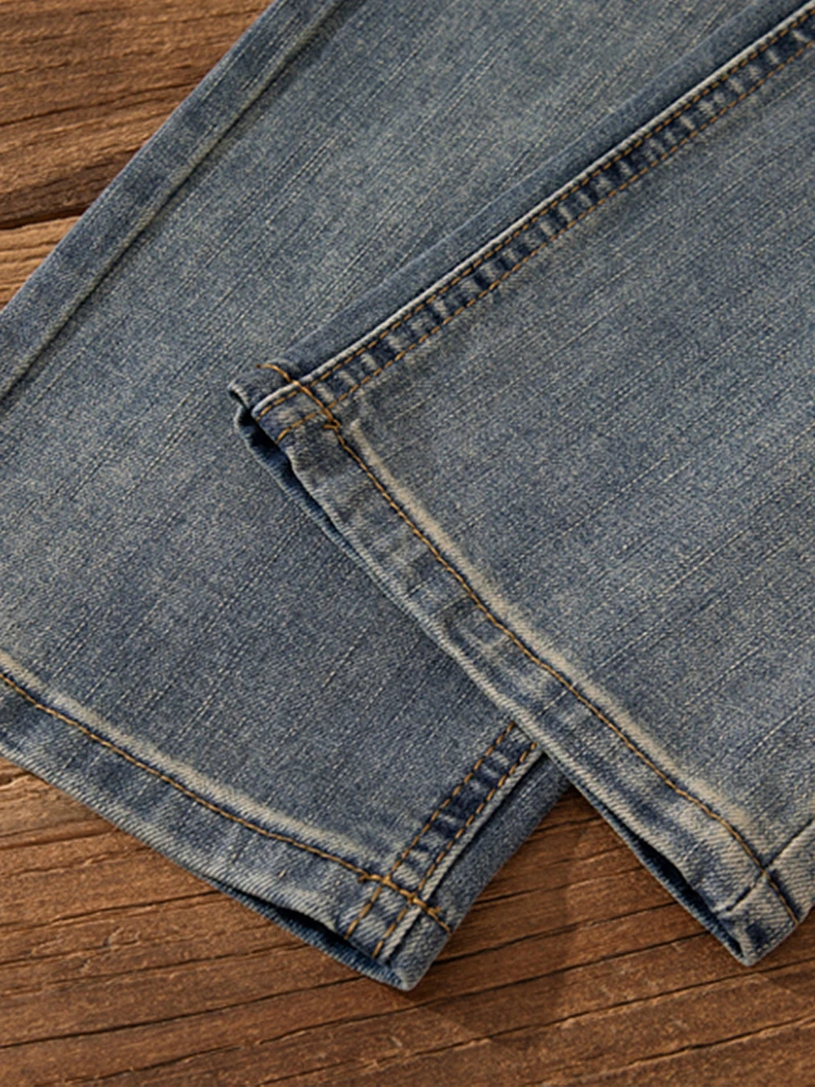 عارضة ركاب V9 الجينز الغربي الرجال الأمريكية الرجعية سليم صالح بسط السراويل الطويلة الشباب العصرية القطن البوليستر سباندكس مزيج #4