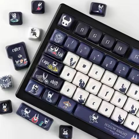 Hollow Knight Game Keycaps MOA Profile Round Cute Navy Blue and Black Mechanical Keyboard Caps PBT Sublimation Custom Keycap