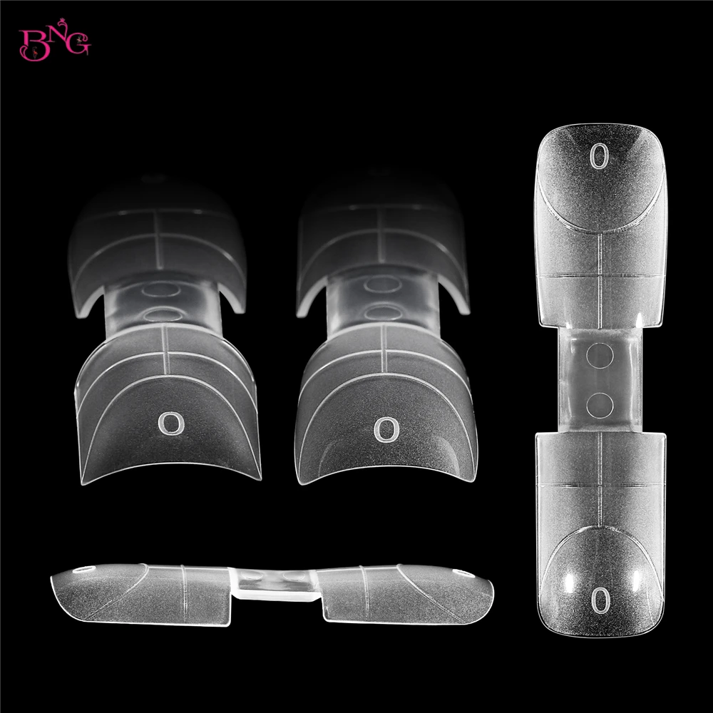 BNG Dual-ended Short Nail Mold Kit Square Coffin Shape Embeddable Ultra-Thin Nail Dual Forms Inner Matte Surface 14 Size 140Pcs