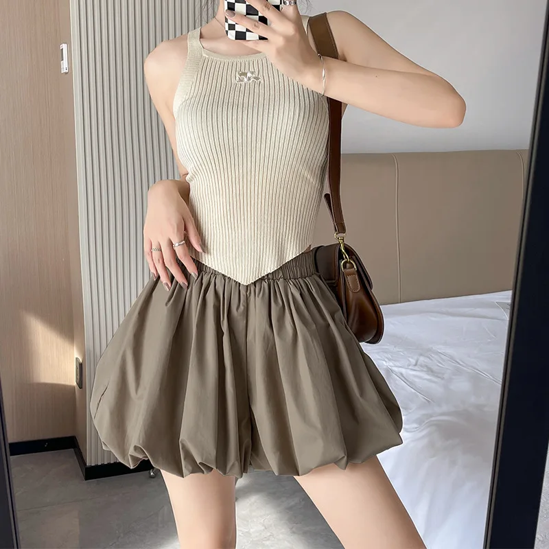 Flower Bud Skirt Pants 2024 Summer Style Casual High Waist Loose Wide Leg Three-quarter Pants Outer Wear Shorts Women's Clothing