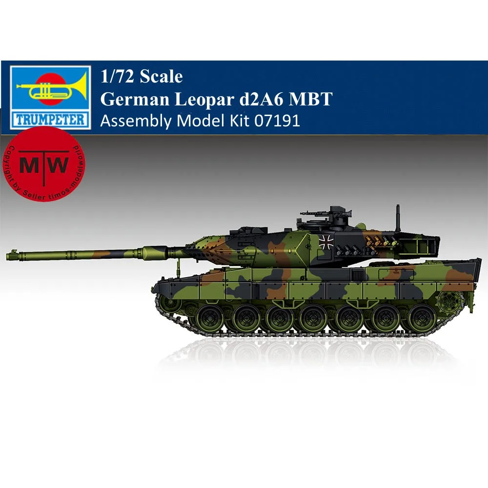 Trompetista-Alemão Leopar D2A6 MBT Conjunto Tanque Militar de Plástico, Modelo Kits, 07191, 1, 72