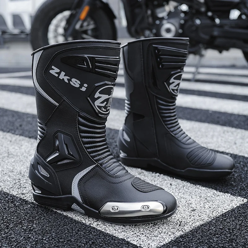 

Мужские мотоциклетные ботинки с противоскользящей подошвой, ботинки для мотокросса, спортивные туристические защитные ботинки, водонепроницаемая экипировка для езды на мотоцикле.