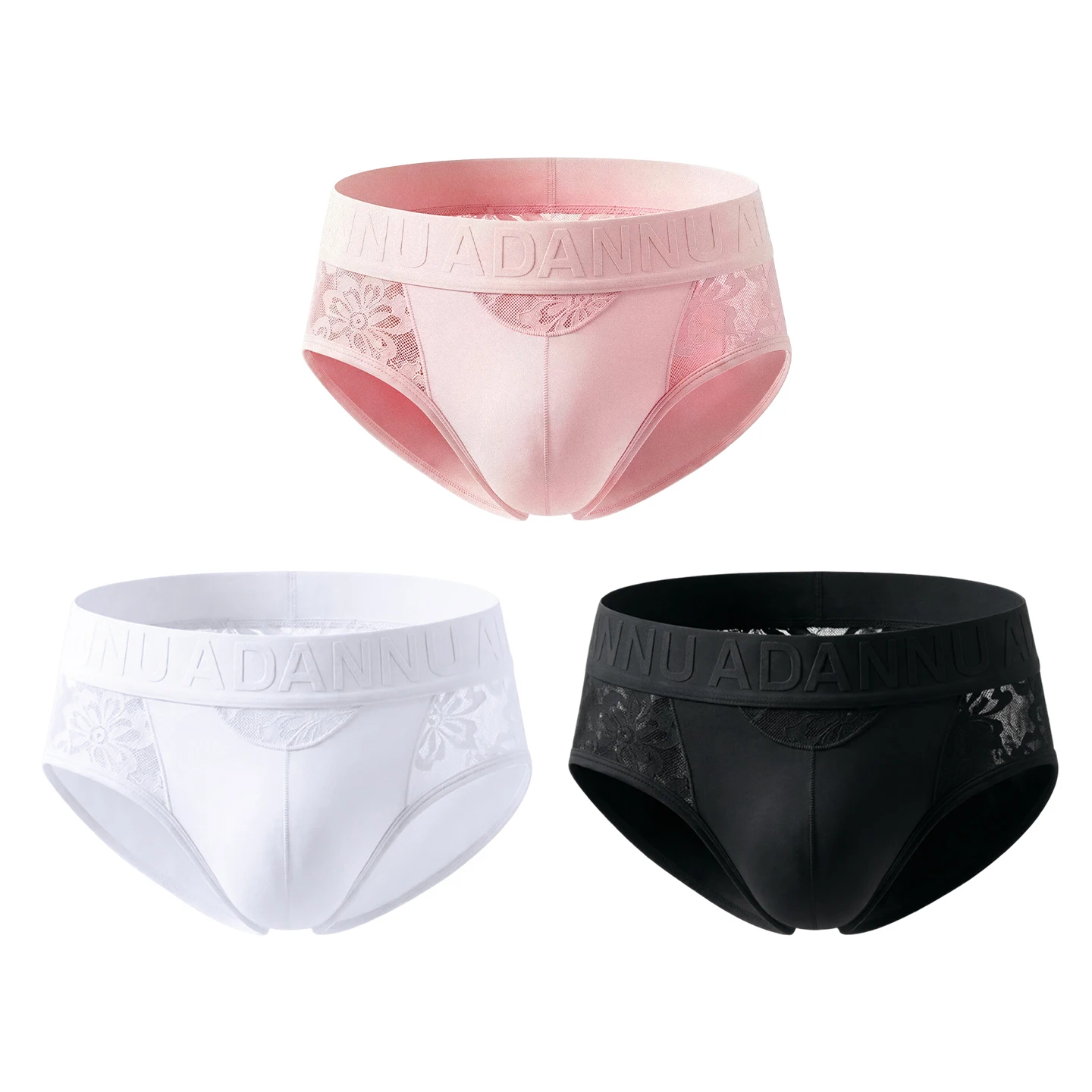 CMENIN 3Pcs Breathable Modal Men Underwear Sexy Bikini Man Panties Underpants Sissy Sexy Lace-patterned Cutouts Men's Briefs