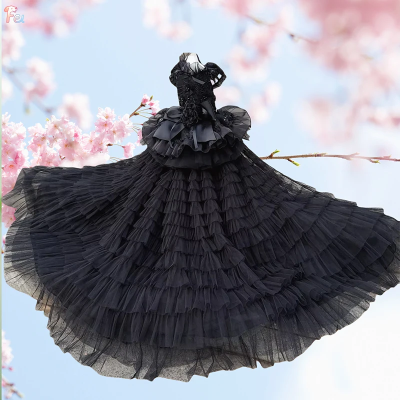 Hondenkleding Hondenjurk met afneembaar voor foto bruiloft verjaardag vakantie cadeau gotische kanten strik Kostuum voor hondenbenodigdheden