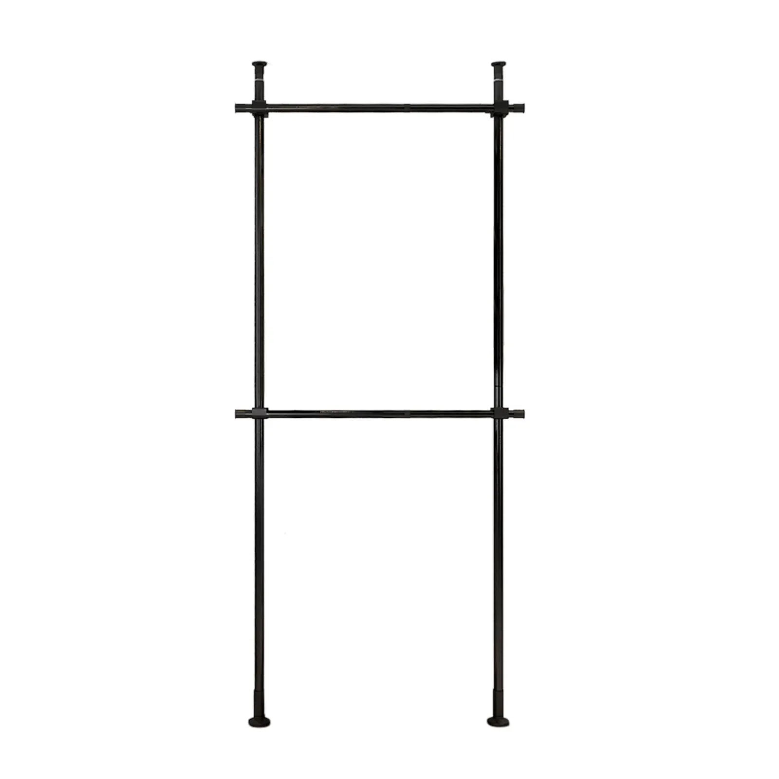 

Black carbon steel extendable drying rack No punching required Double Rod Bedroom Telescopic Floor Hangers