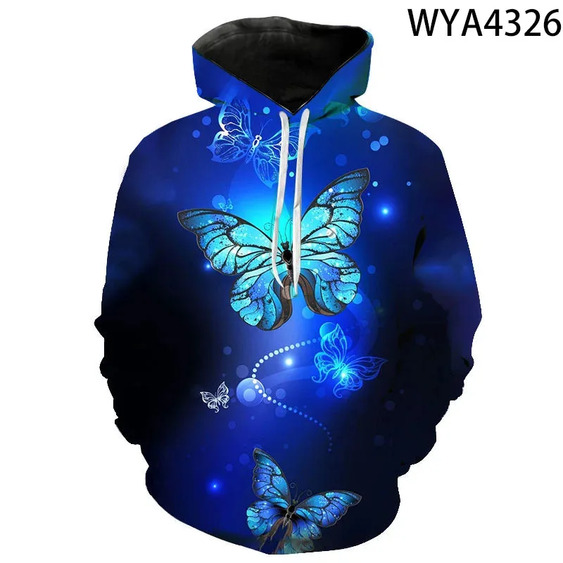 1 Piece Custom Your Picture New Men Women Children Cool Butterfly Hoodies Casual Fashion 3D Printed Pullover Hooded Sweatshirts
