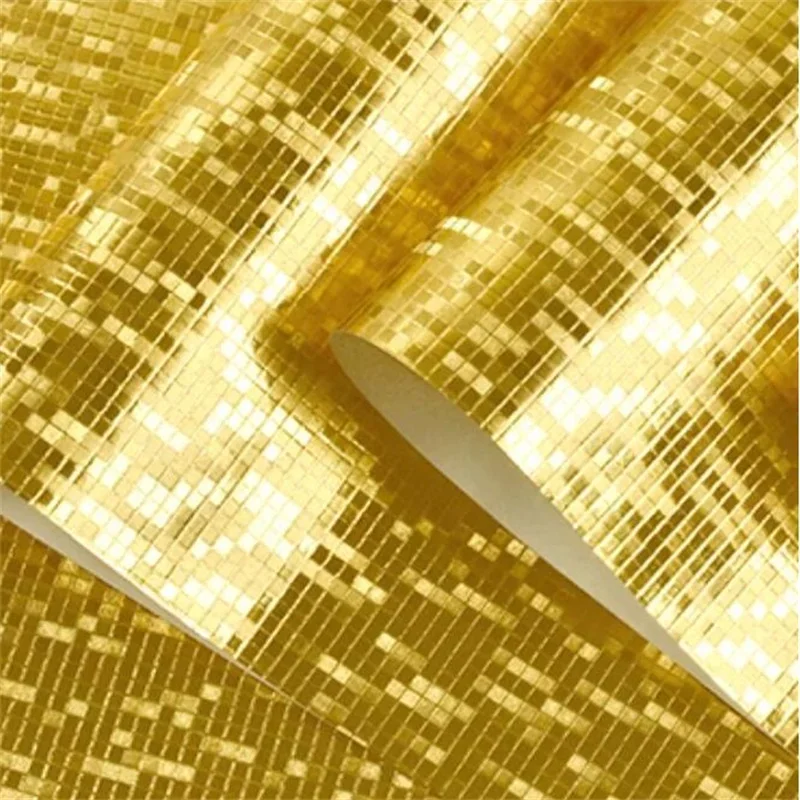 Gold Foil Self Adhesive Wallpaper Reflective Golden Yellow Silver Adhesive Wall Murals for Hall Buddha Niche Ceiling Decor