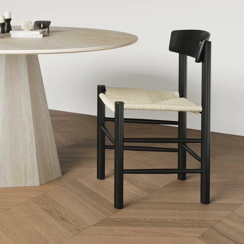 

Genovia, wabi-sabi dining chair backrest leisure home study cafe tea room meeting ropes solid wood chair