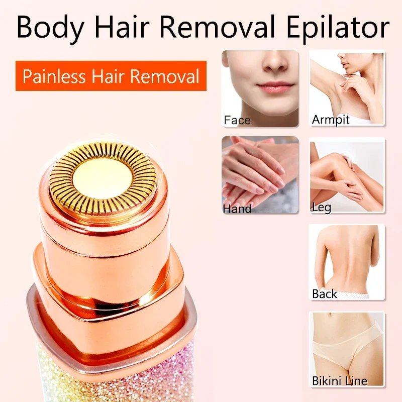 New 2 IN 1 Electric Epilator Eyebrow Trimmer Women\'s Body Facial Lip Epilator Rechargeable Mini Painless Razor Shave Shaver