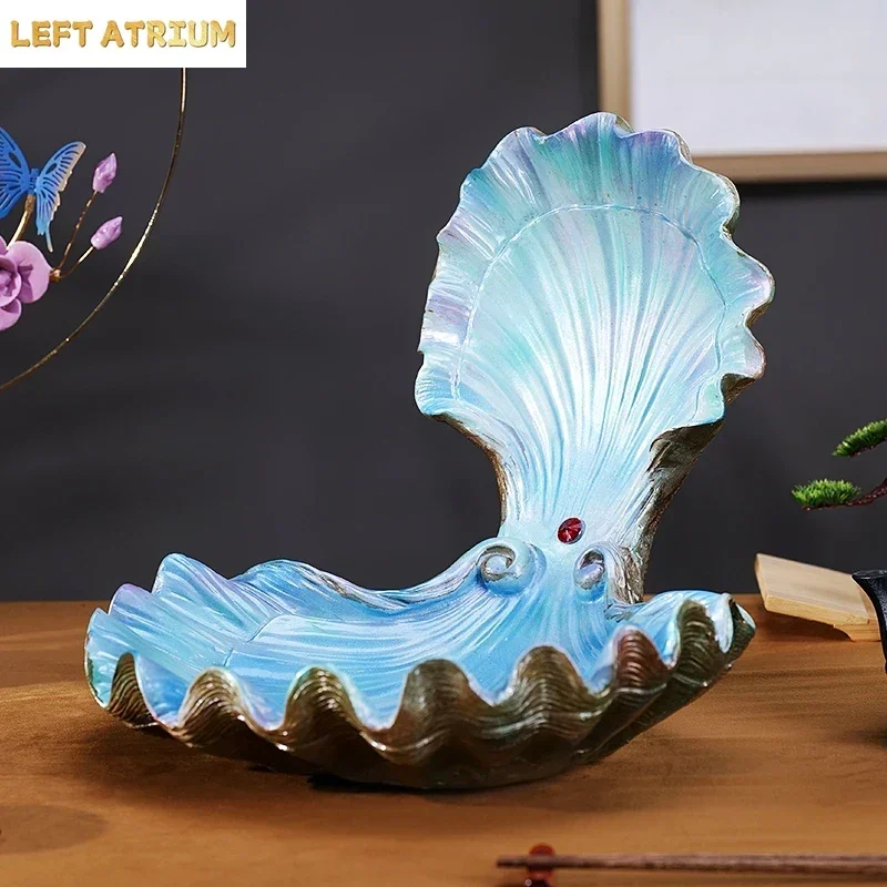 High End Shell Sashimi Plate Ice Plate Seafood Platter Salmon Sashimi Plate Dry Ice Artistic Conception Dish and Tableware