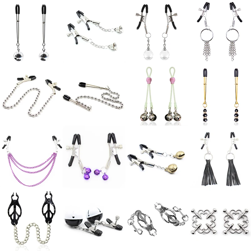 

20 Designs BDSM Sex Nipple Clamps SM Bondage Metal Chain Nipple Clips Flirt Sex Toys for Women Fetish Adult Games for Couples