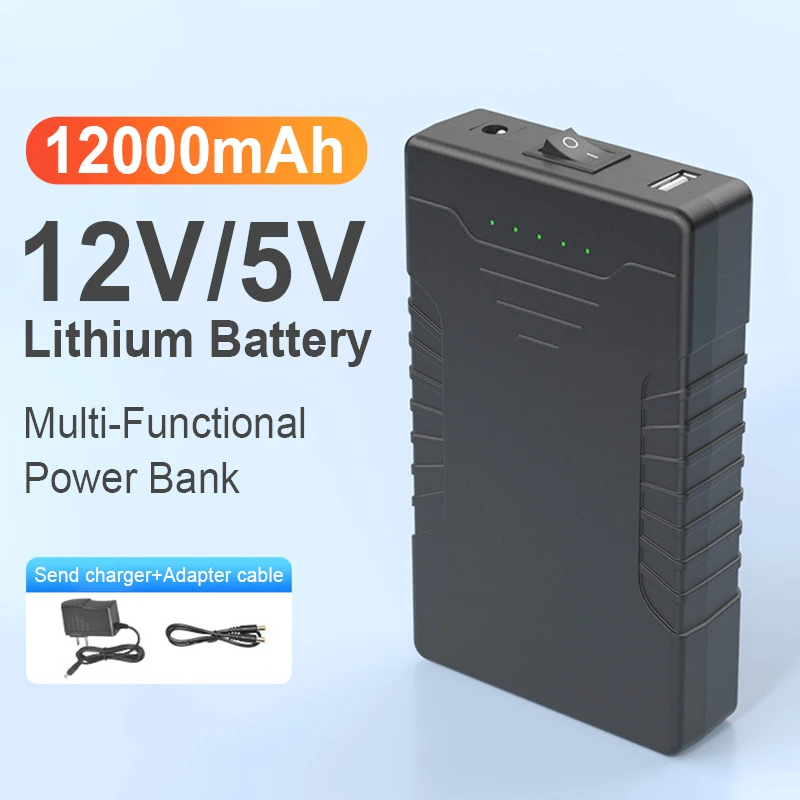 

Литиевый аккумулятор 12 В, 12000 мАч, большая емкость 5 В для iPhone 16 17 Pro Max, резервный источник питания для камеры для динамиков, внешний аккумулятор