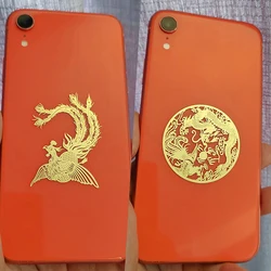 Creative Dragon And Phoenix Pattern Good Luck Metal Sticker Tiger Phone Sticker Back Shell Animal Metal Decoration