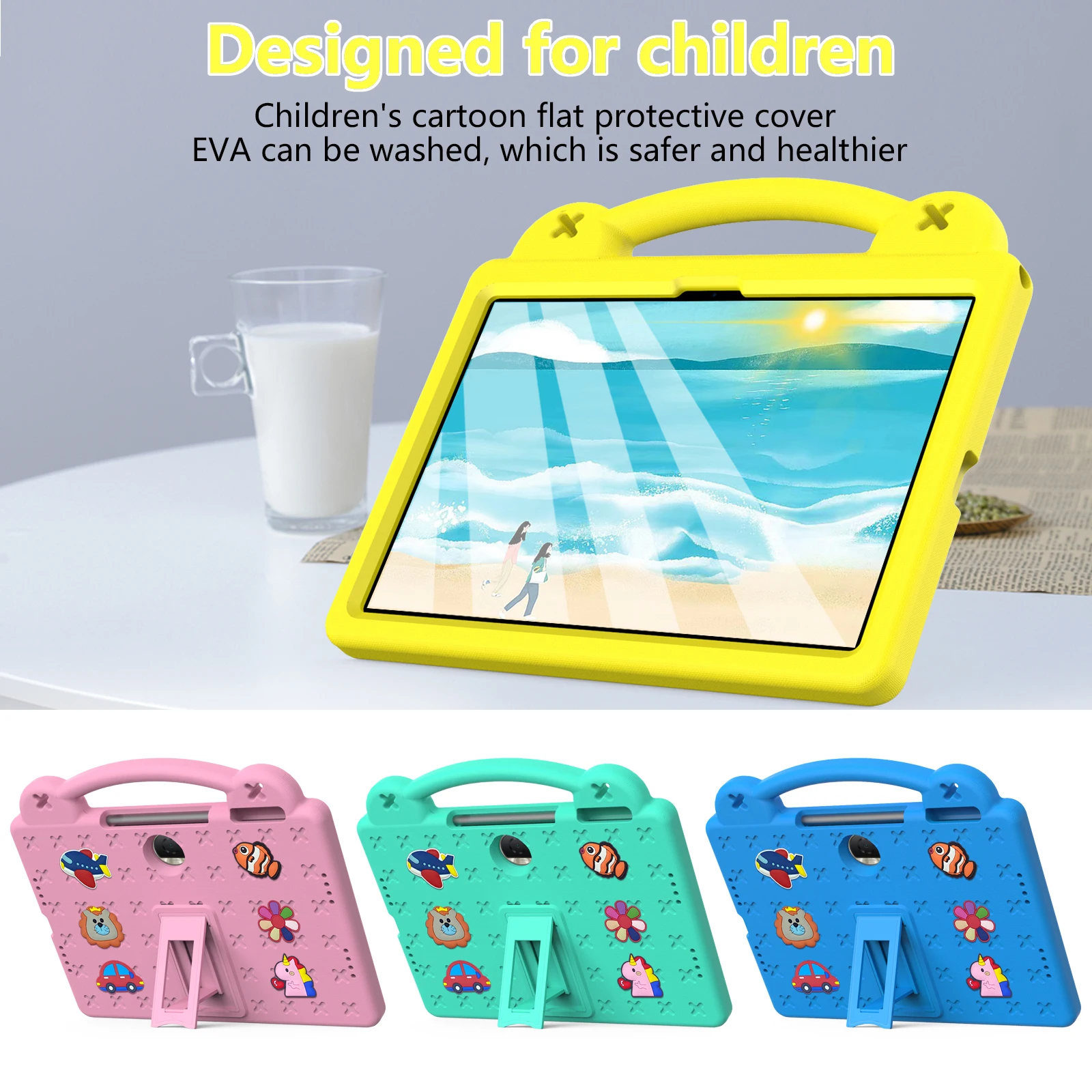 

EVA Kids Stand Case for Huawei Honor Pad 10 2025 12.1" Cute Tablet Cover for Honor Pad X9a/WiFi X7 8.7''