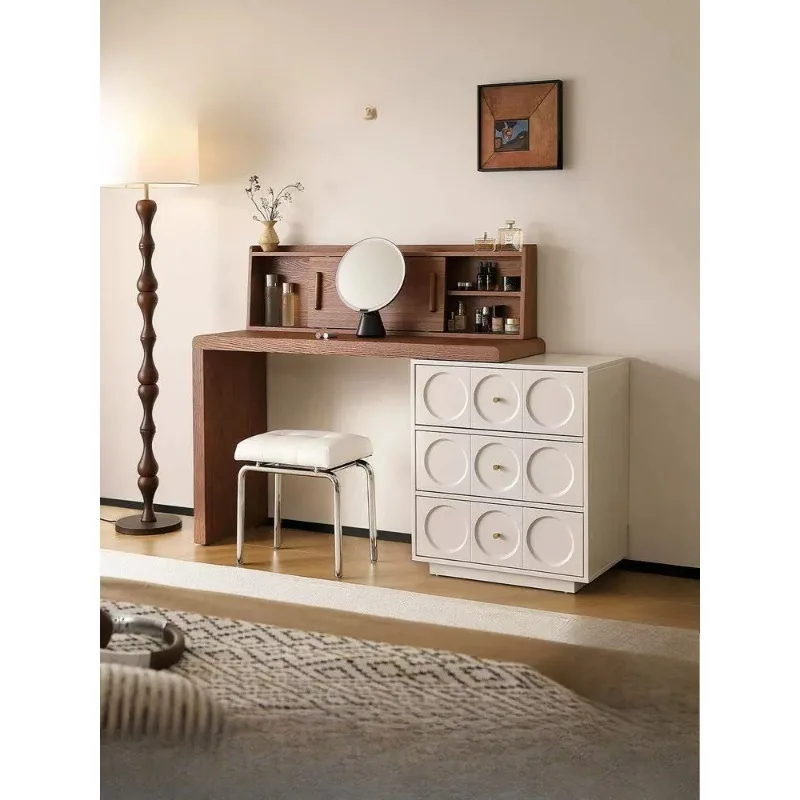

Wabi Sandy Wind Dresser Bedside Table Bucket Cabinet Integrated Medieval Simple White Retro Cream Wind Dresser Storage