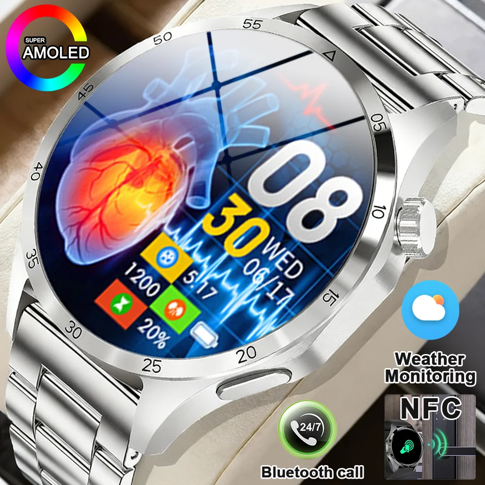 

Новинка от DAORKOW 2025 GPS NFC Смарт-часы Мужские часы AMOLED HD Экран Bluetooth Вызов 3ATM Водонепроницаемые умные часы с пульсометром