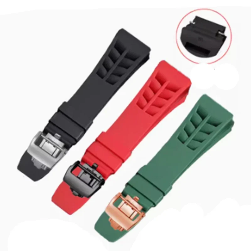 

For Richard Mille High Quality Silicone Watchband With Protruding Interface 21mm Wide 25mm Raw Ear Watch strap