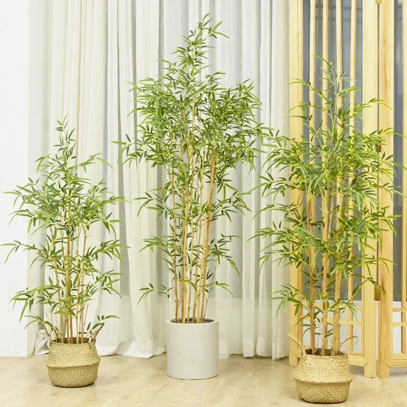 90/120cm simulated bamboo silk plant leaves tropical large tall bamboo pot family living room garden corridor decoration