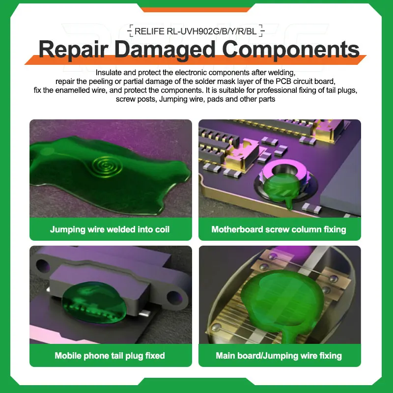 RELIFE RL-UVH902 3-sekundowy szybkoschnący olej do płyty głównej telefonu komórkowego BGA PCB Flying Line UV Repair Quick Curing Oil Tool — zdjęcie 6