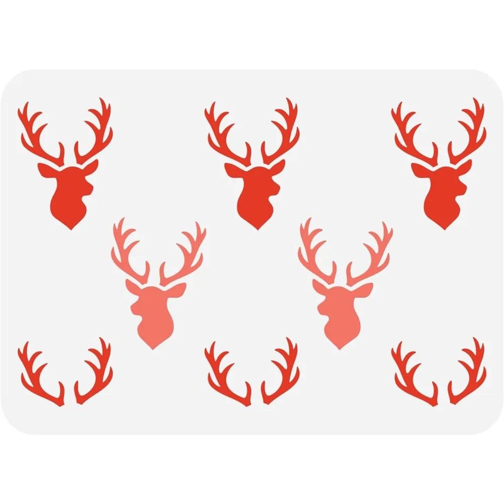 

Deer Head Pattern Stencil 11.7x8.3inch Reusable Antler Painting Stencil Plastic DIY Craft Art Animal Deer Stencils for Wall Wood