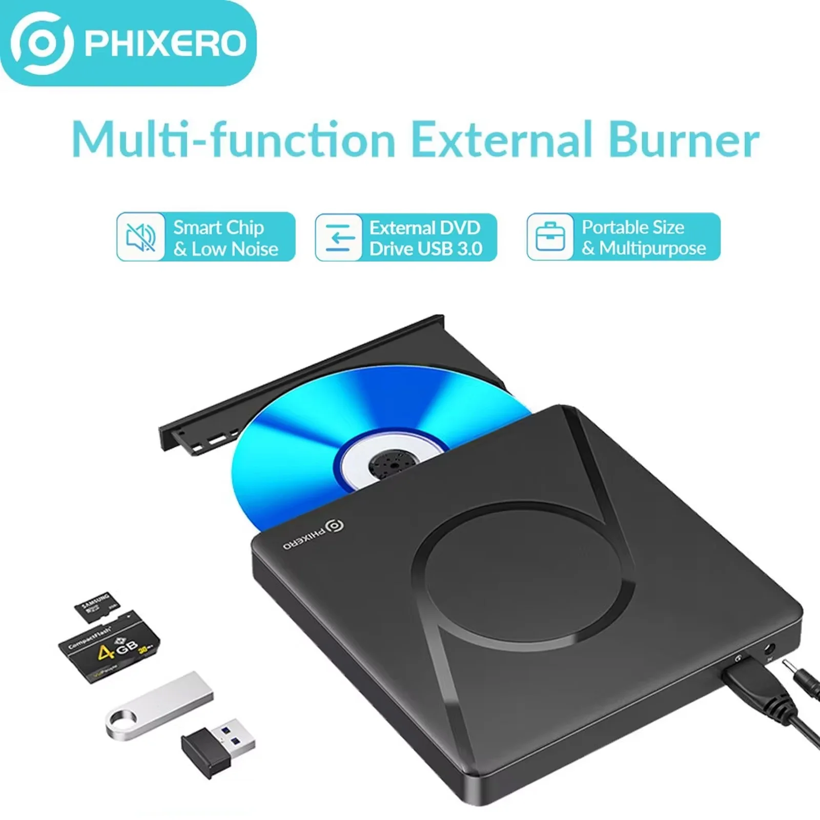phixero-usb30-外付けブルーレイdvd-3dスリム光学ドライブ-ブルーレイライターリーダー-cd-dvd-外付けブルーレイバーナードライブ-windows用