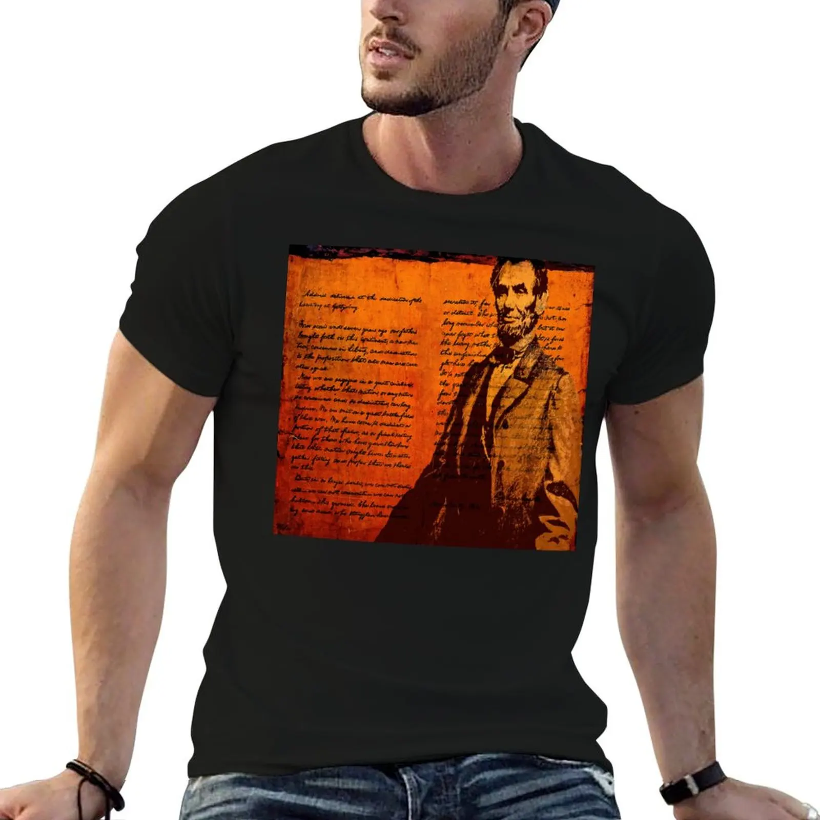 

ABRAHAM LINCOLN AND THE GETTYSBURG ADDRESS T-Shirt man t shirts cotton man t shirts for men T-Shirt