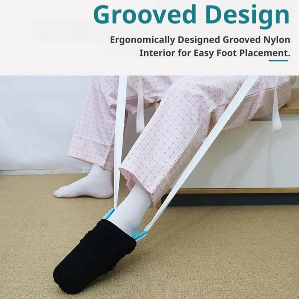 U Shape No Bending Sock Aid Tool Portable Easy On Off Compression Sock Helper, Soft Fabric Slip On Sock Assistant Mobility Aid
