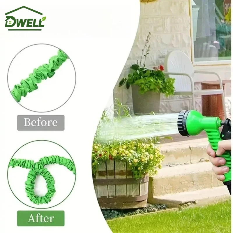 High Pressure Expandable Garden Hose Flexible Water Hose with Multi-Function Spray Gun for Car Washing Yard Garden Irrigation