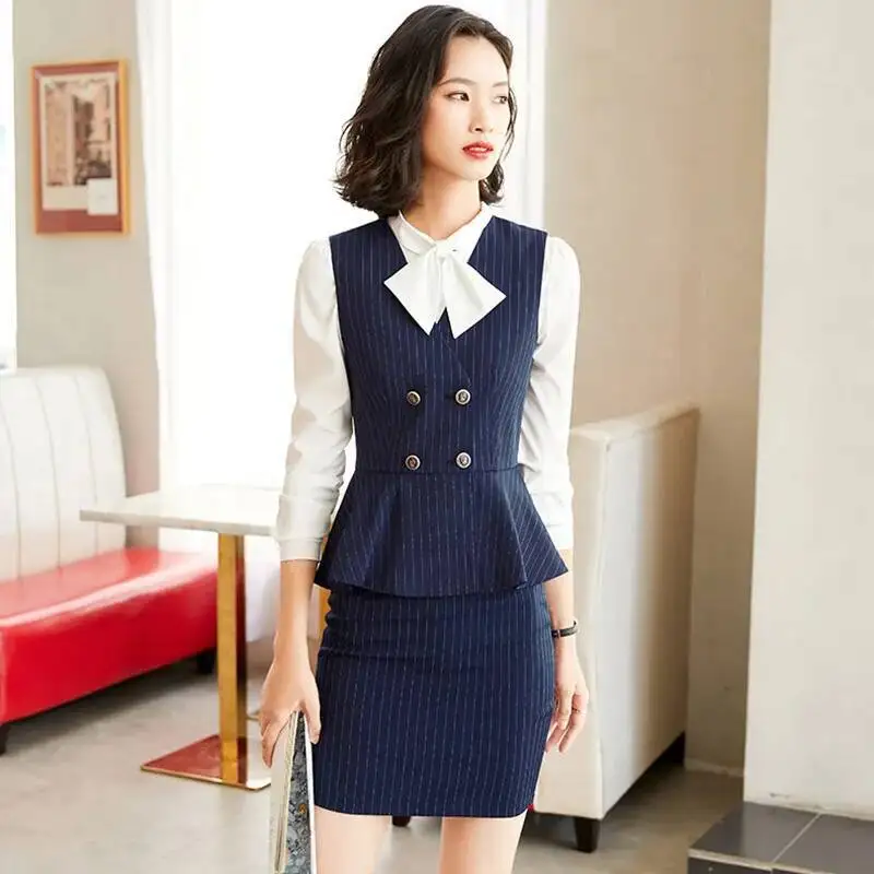 Fashion Striped Formal Business Suits Women Professional Office Work Wear Blazers Autumn Winter Career Interview Outfits
