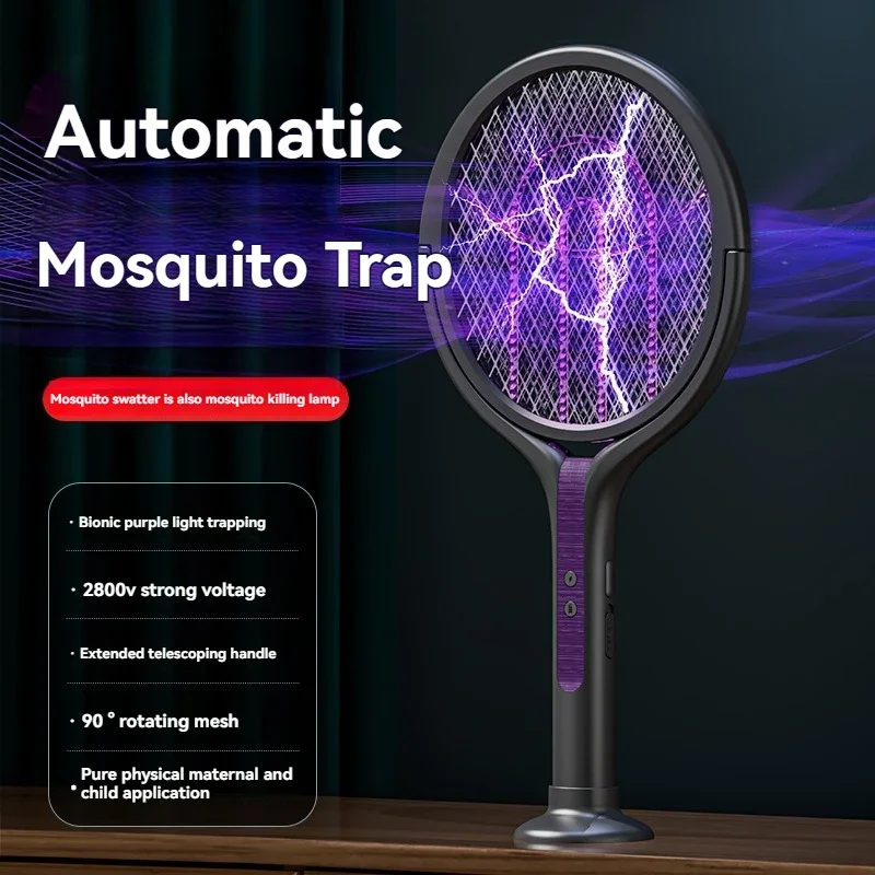 

Bug Zappers Fly Swatter Electric Mosquito Racket Type C Charging Connector 2800V High Voltage Bug Zappers