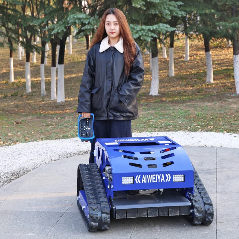Cortacésped de rotación cero con control remoto personalizado, cortacésped automático tipo pista robot, precio del fabricante