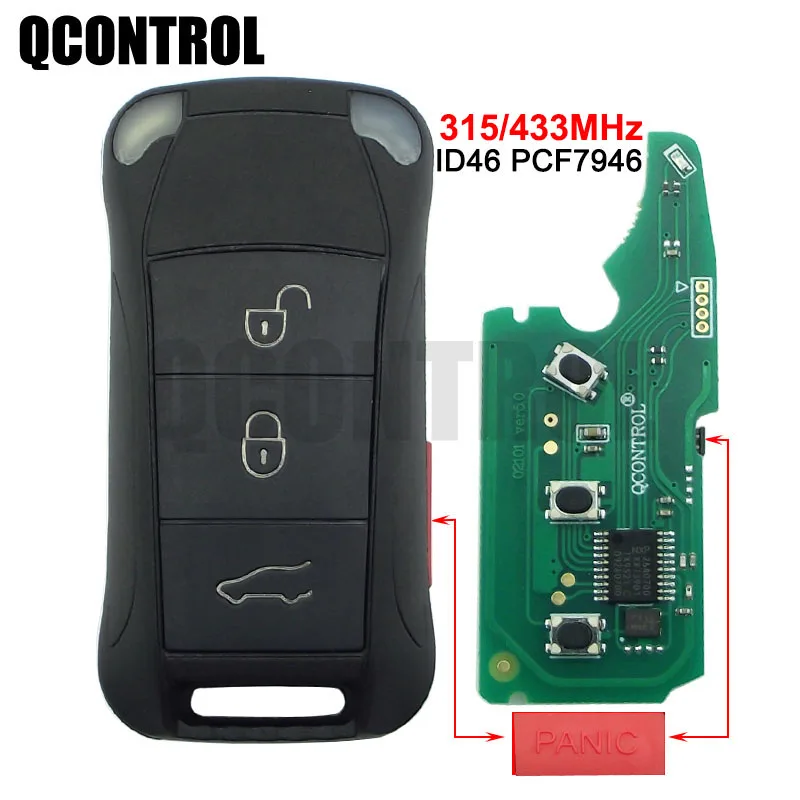 QCONTROL 433MHz3 1 Buttons PANIC button Remote Car Key Fob PCF7946A For Porsche Cayenne 2004 2005 2006 2007 2008 2009 2010 2011