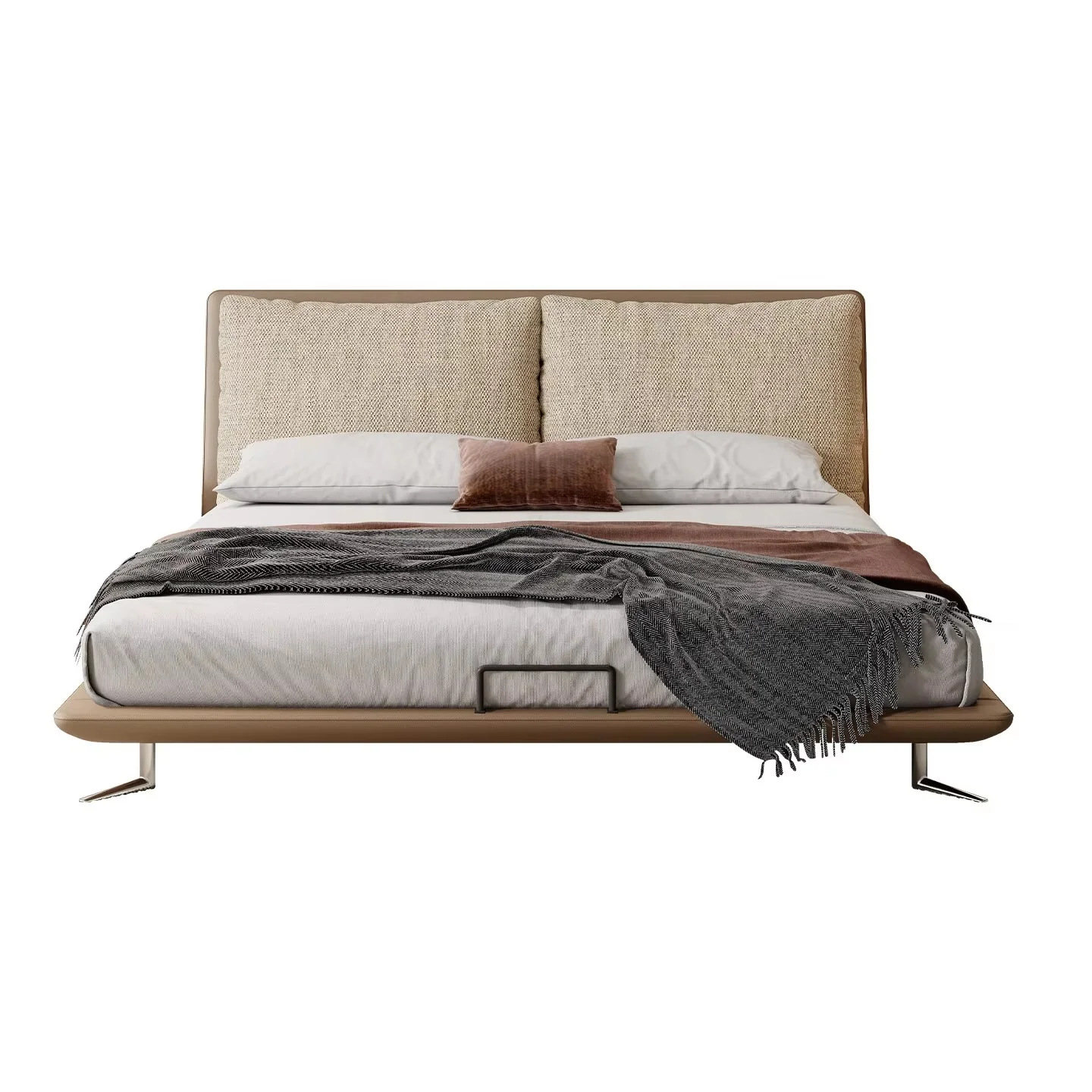 xx-Microfiber Fabrics Bed Italian Minimalist Light Luxury Upholstered Bed Modern Simple Full Size Bed for Master Bedroom&