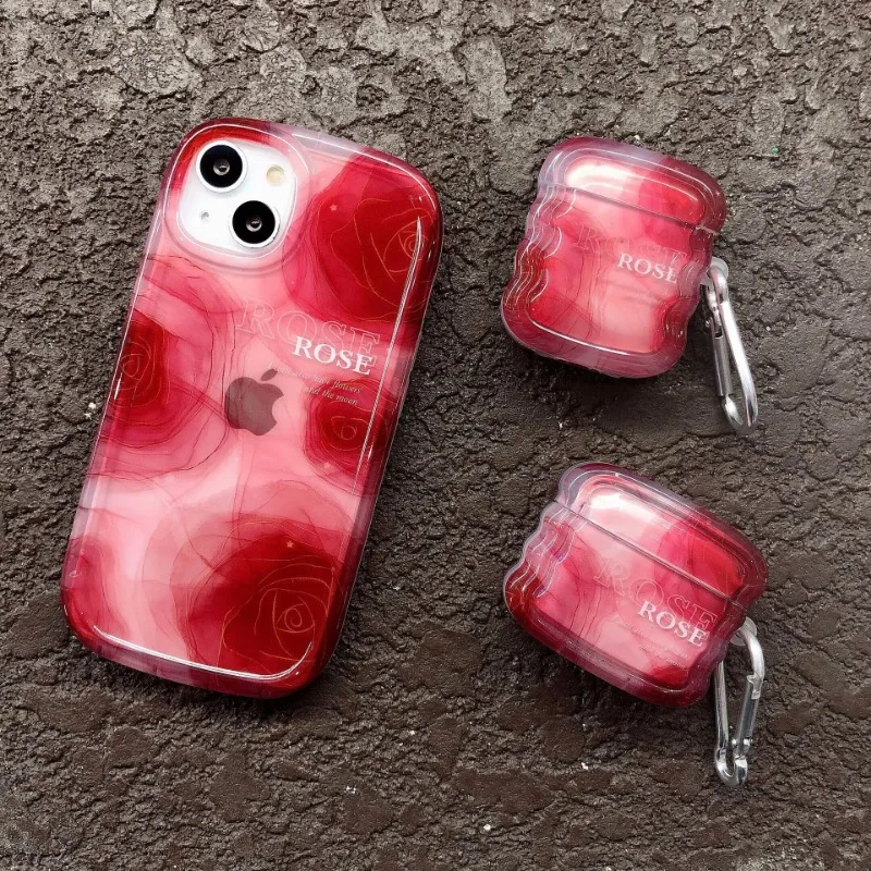 Instagram Halo Rose Suitable For Airpods 3 Protective Case Pro 2nd Bluetooth Earphone Case Style 1/2 For Red Rose With Keychain