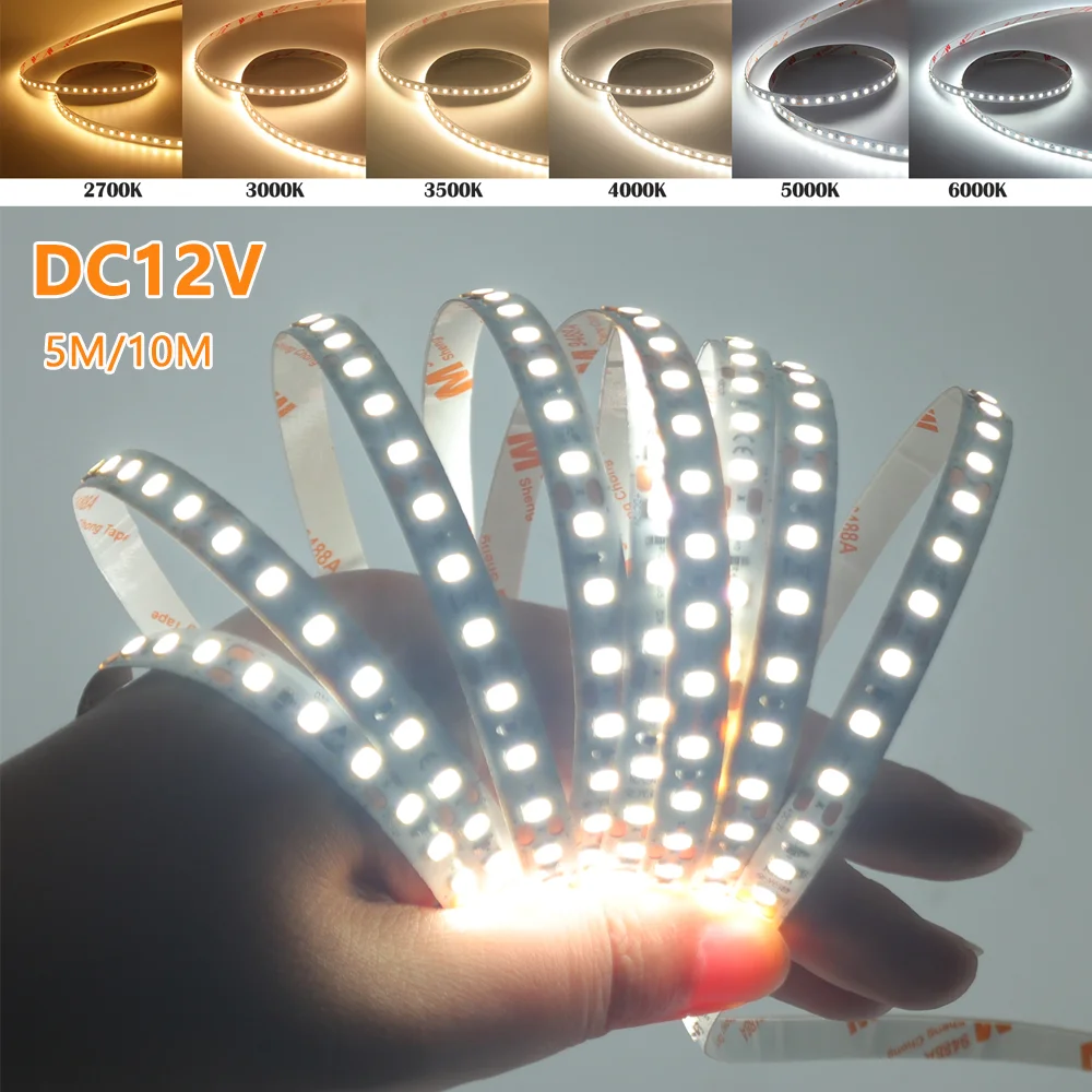 5M 10M LED Lights 12V 8MM Flexible LED Tape 2835 120Leds/m Ribbon Rope Lamp 3000K 4000K 6000K LED Strip Light Room Decor