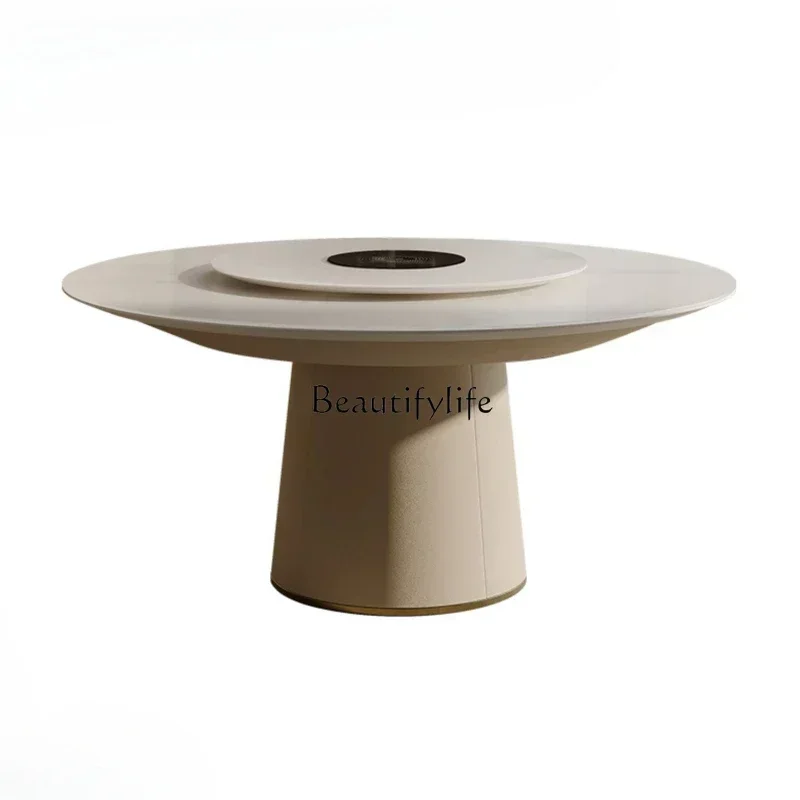 TQH7.2 High-end atmospheric induction cooker luxury stone dining table villa household large flat electric round dining table