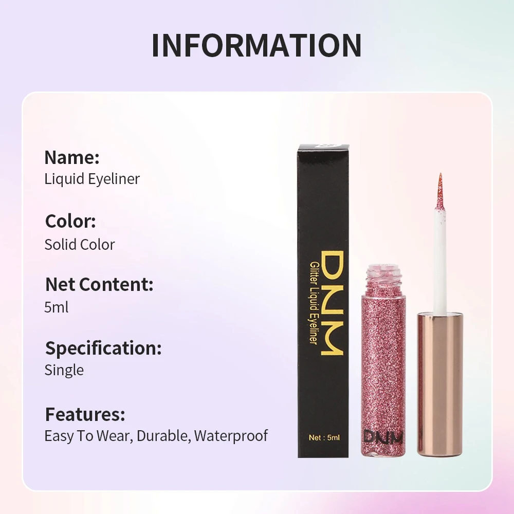 محدد عيون لامع نابض بالحياة ومقاوم للماء يدوم طويلاً لمكياج العيون الخالية من العيوب الماسي اللامع والفضي والذهبي الوردي ومستحضرات التجميل