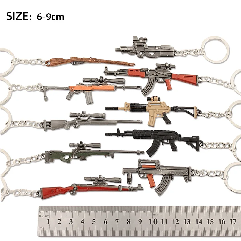 Porte-clés mini odoren métal léger, jeu PUBG, modèle Glock G17, 98K AWM AK47, alliage, arme de collection, jouets cadeaux pour garçons