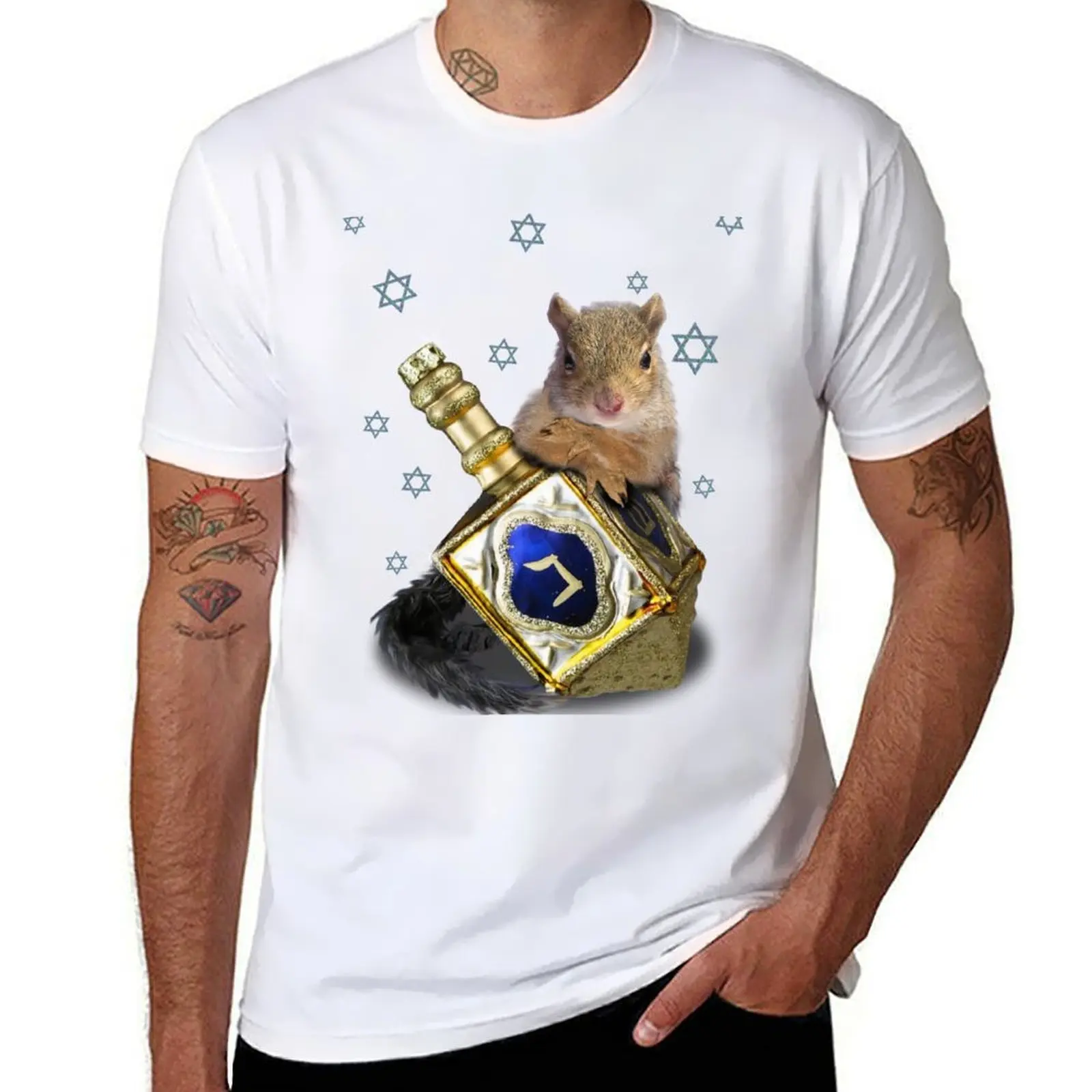 

Hanukkah Squirrel T-Shirt cotton t shirt man man t shirt cotton T-Shirt
