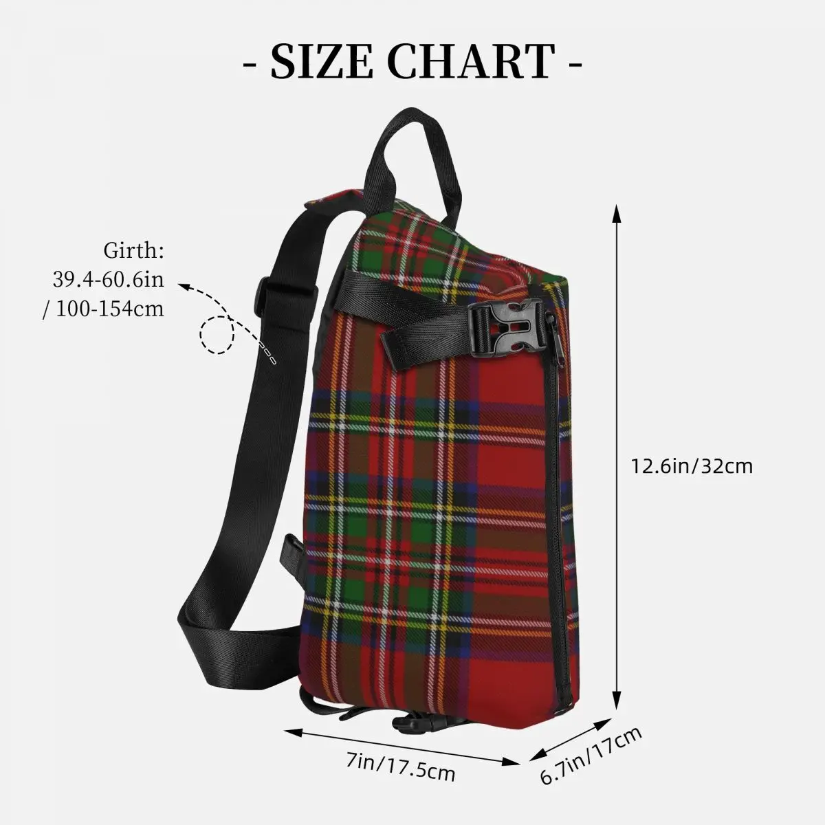 Stewart Black Modern Original Scottish Tartan Shoulder Bags Chest Cross Chest Bag Diagonally Casual Messenger Bag Travel Handbag