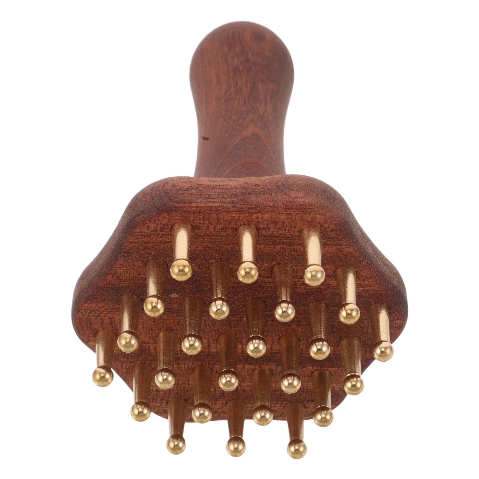 

Brass Meridian Massage Brush Wooden Handle Scalp Abdomen Legs Back Massage Tool Guasha Scraping Comb Portable Meridian Massager