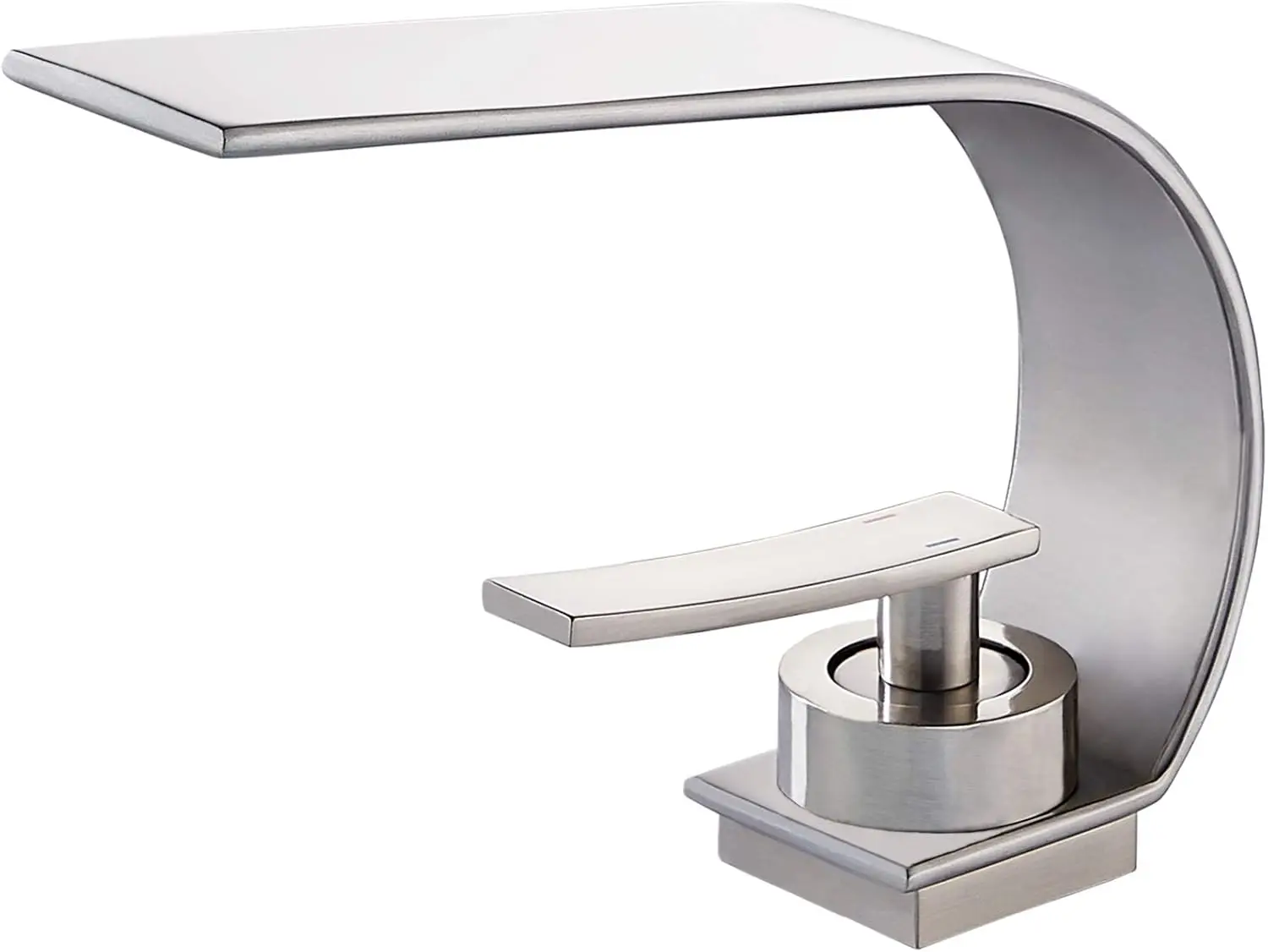 

Modern Low Arc Single Hole Bathroom Sink Faucet with Touch On Handle in Brushed Nickel